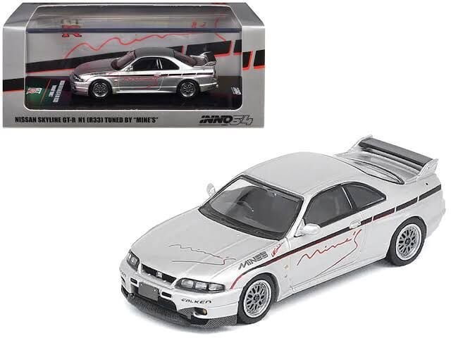 Inno 1/64 Nissan Skyline GT-R (R33) ''Tuned by Mine's'' Silver IN64-R33-MINES-S