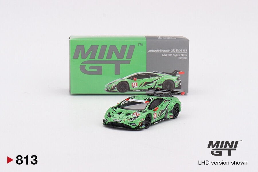 Mini GT 1/64 Lamborghini Huracán GT3 EVO2 Iron Lynx IMSA 2023 Daytona 24 Hrs. - Blister Paket MGT00813-BL