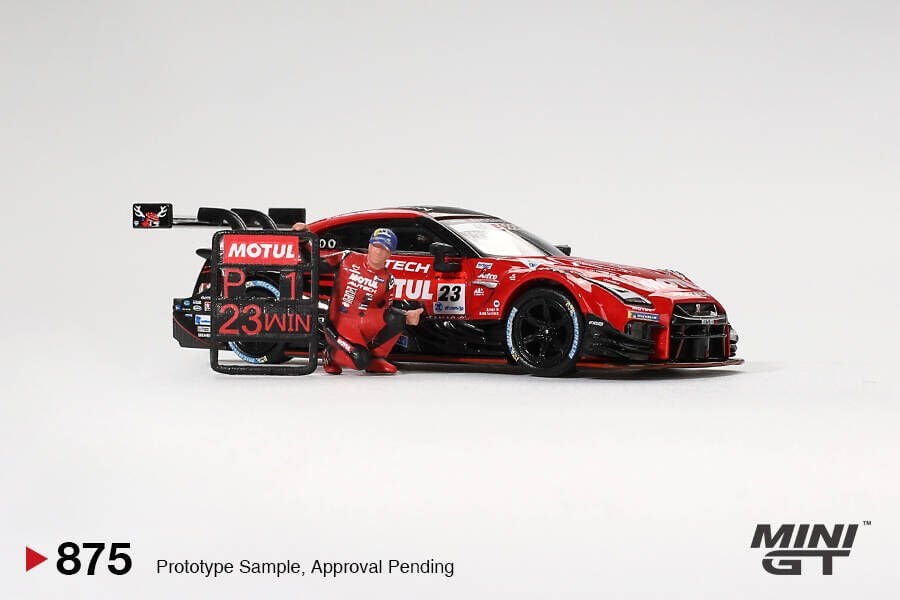 (ÖN SATIŞ) Mini GT 1/64 Nissan GT-R NISMO #23 ''MOTUL AUTECH GT-R 2021'' SUPER GT SERIES Suzuka winner W/ Matsuda Figure Tsugio Matsuda Collection No.2 MGT00875