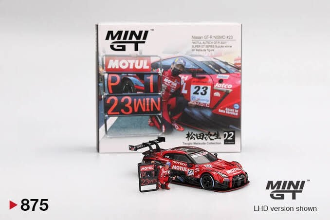 Mini GT 1/64 Nissan GT-R NISMO #23 ''MOTUL AUTECH GT-R 2021'' SUPER GT SERIES Suzuka winner W/ Matsuda Figure Tsugio Matsuda Collection No.2 MGT00875