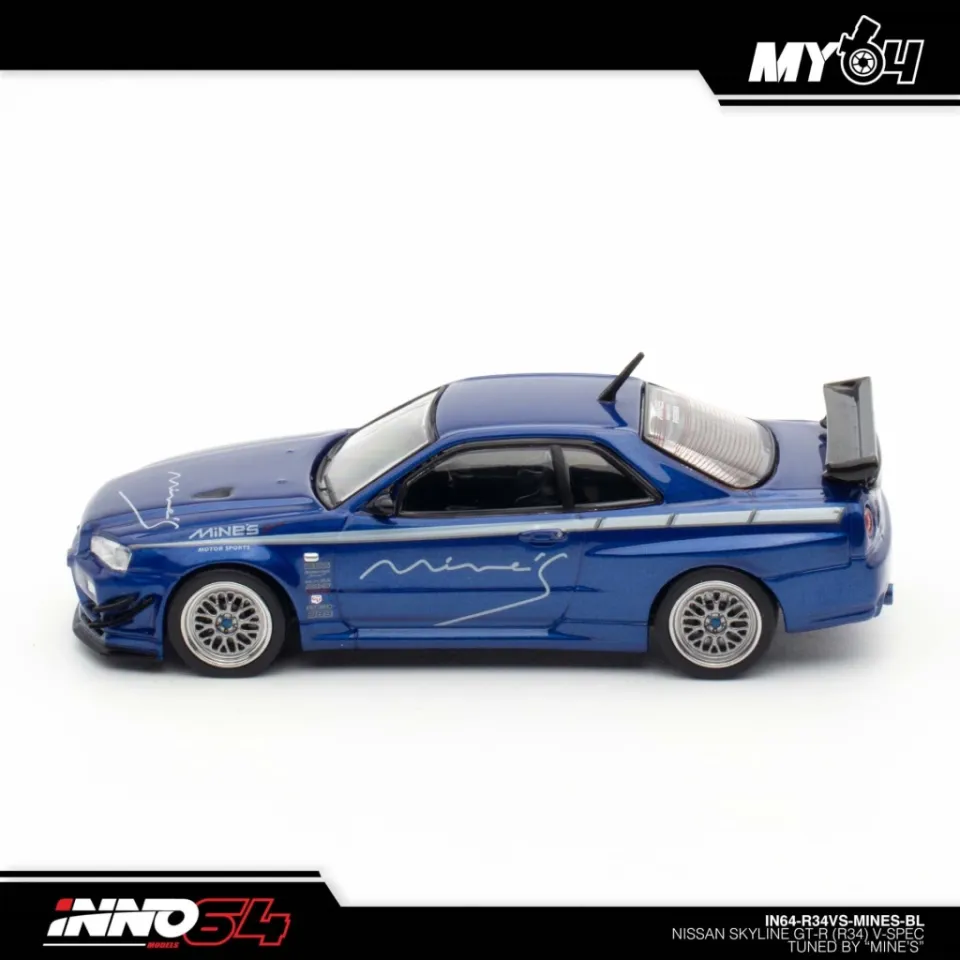 Inno 1/64 Nissan Skyline GT-R (R34) V-SPEC Tuned by ''MINE'S'' IN64-R34VS-MINES-BL